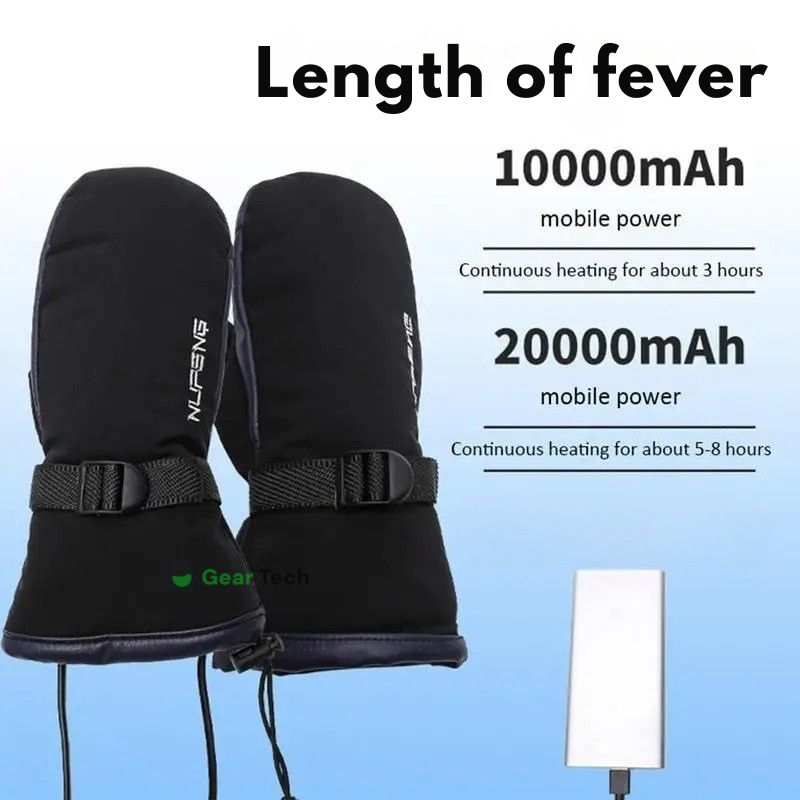 VierraSol | Guantes Eléctricos Calentados por USB | Conectar y Usar, Calentamiento de Doble Cara, Diseño Impermeable, Adecuados para Esquiar, Senderismo y Protección Diaria en Invierno