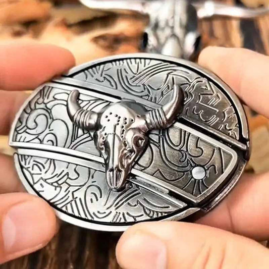 VierraSol | Hebilla de Cinturón Ovalada de Metal para Vaqueros