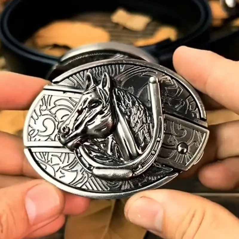 VierraSol | Hebilla de Cinturón Ovalada de Metal para Vaqueros