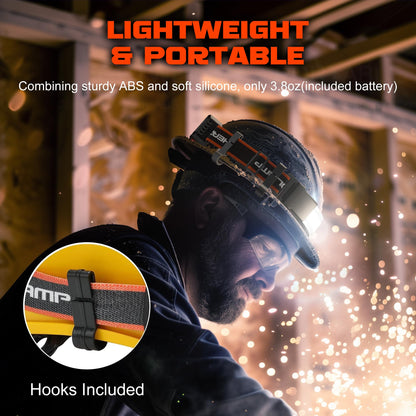 VierraSol | Hopedone Linterna Frontal Recargable 1000 Lúmenes, Ángulo Amplio de 230°, Impermeable, Paquete de 2, Naranja