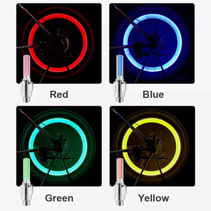 VierraSol | Iluminación de válvula de bicicleta de alta calidad con LED – Perfecto para paseos nocturnos