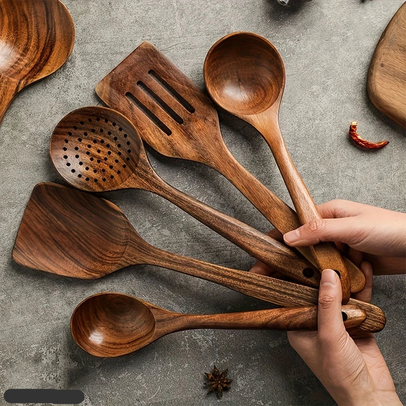 VierraSol | Juego de Cocina Hecho de Madera de Teca Natural