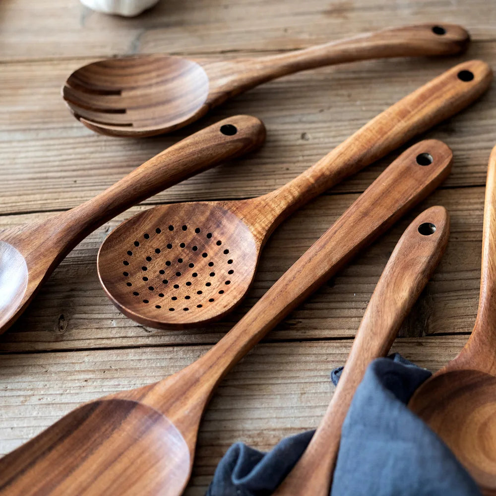 VierraSol | Juego de Cocina Hecho de Madera de Teca Natural