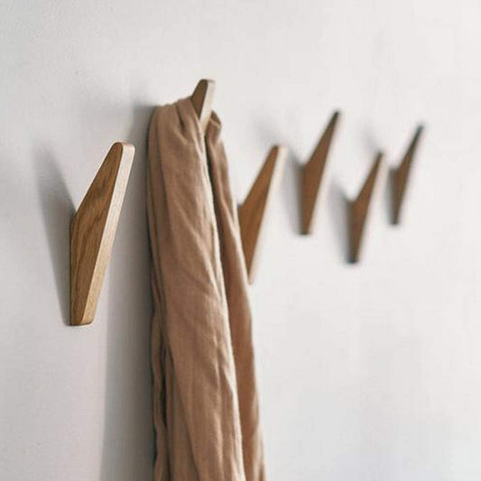 VierraSol | Juego de Ganchos de Pared Nordhaak – 6 Ganchos Minimalistas para Ropa Hechos de Madera Sólida