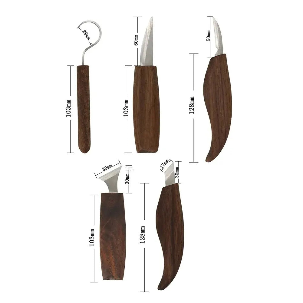VierraSol | Juego de Tallado en Madera de 8 Piezas: Juego de Cuchillos de Tallado a Mano con Lima de Aguja - Juego de Tallado de Cucharas de Madera para Principiantes