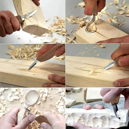 VierraSol | Juego de Tallado en Madera de 8 Piezas: Juego de Cuchillos de Tallado a Mano con Lima de Aguja - Juego de Tallado de Cucharas de Madera para Principiantes