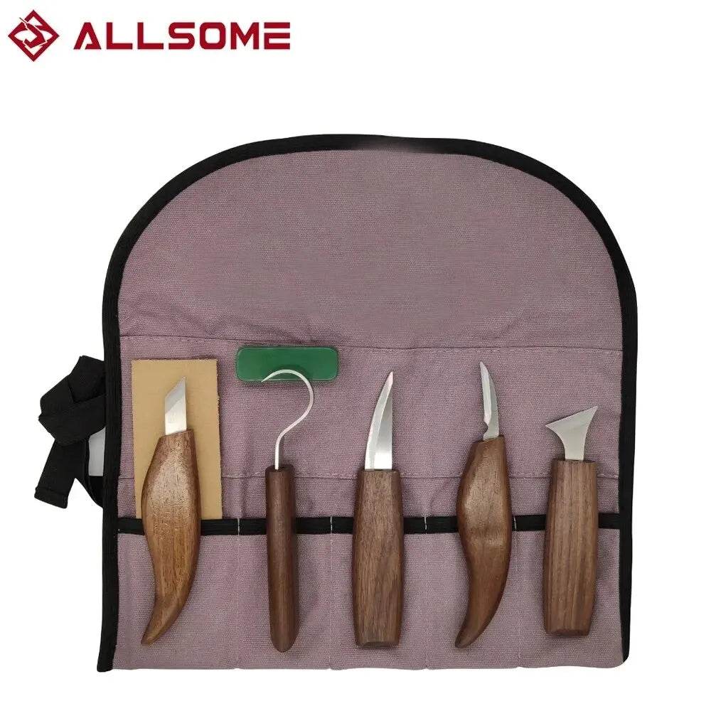 VierraSol | Juego de Tallado en Madera de 8 Piezas: Juego de Cuchillos de Tallado a Mano con Lima de Aguja - Juego de Tallado de Cucharas de Madera para Principiantes
