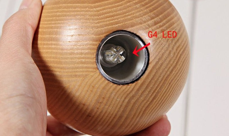 VierraSol | Lámpara Colgante de Bola de Madera | Diseño Natural Moderno