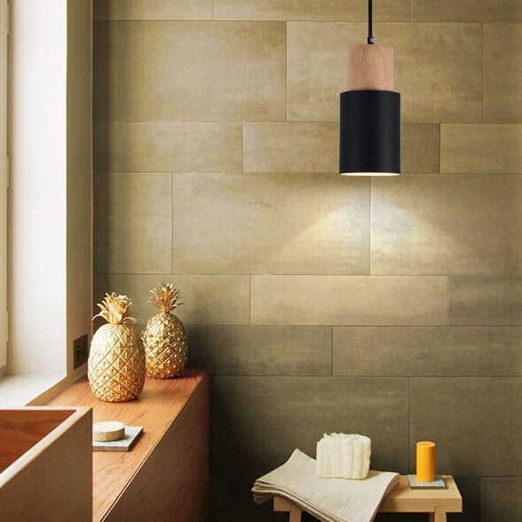 VierraSol | Lámpara Colgante de Metal y Madera | Diseño Industrial Moderno