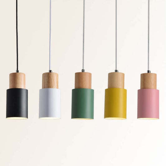 VierraSol | Lámpara Colgante de Metal y Madera | Diseño Industrial Moderno