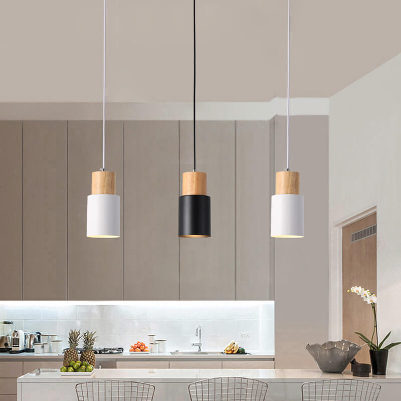 VierraSol | Lámpara Colgante de Metal y Madera | Diseño Industrial Moderno