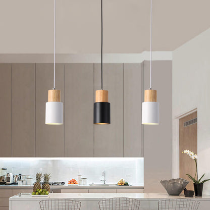 VierraSol | Lámpara Colgante de Metal y Madera | Diseño Industrial Moderno