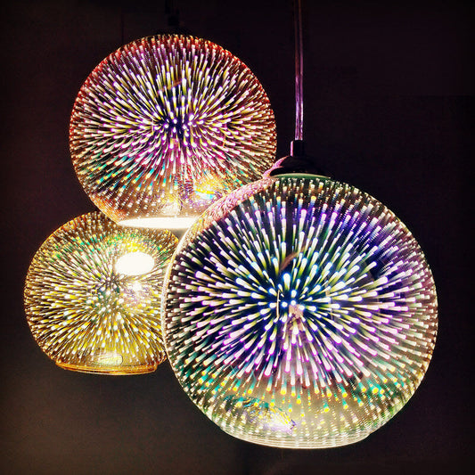 VierraSol | Lámpara Colgante de Vidrio de Fuegos Artificiales 3D | Diseño Creativo de Vidrio de Colores