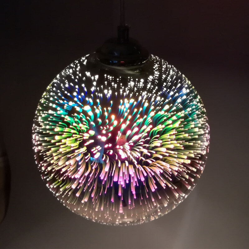 VierraSol | Lámpara Colgante de Vidrio de Fuegos Artificiales 3D | Diseño Creativo de Vidrio de Colores