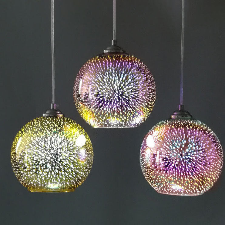 VierraSol | Lámpara Colgante de Vidrio de Fuegos Artificiales 3D | Diseño Creativo de Vidrio de Colores