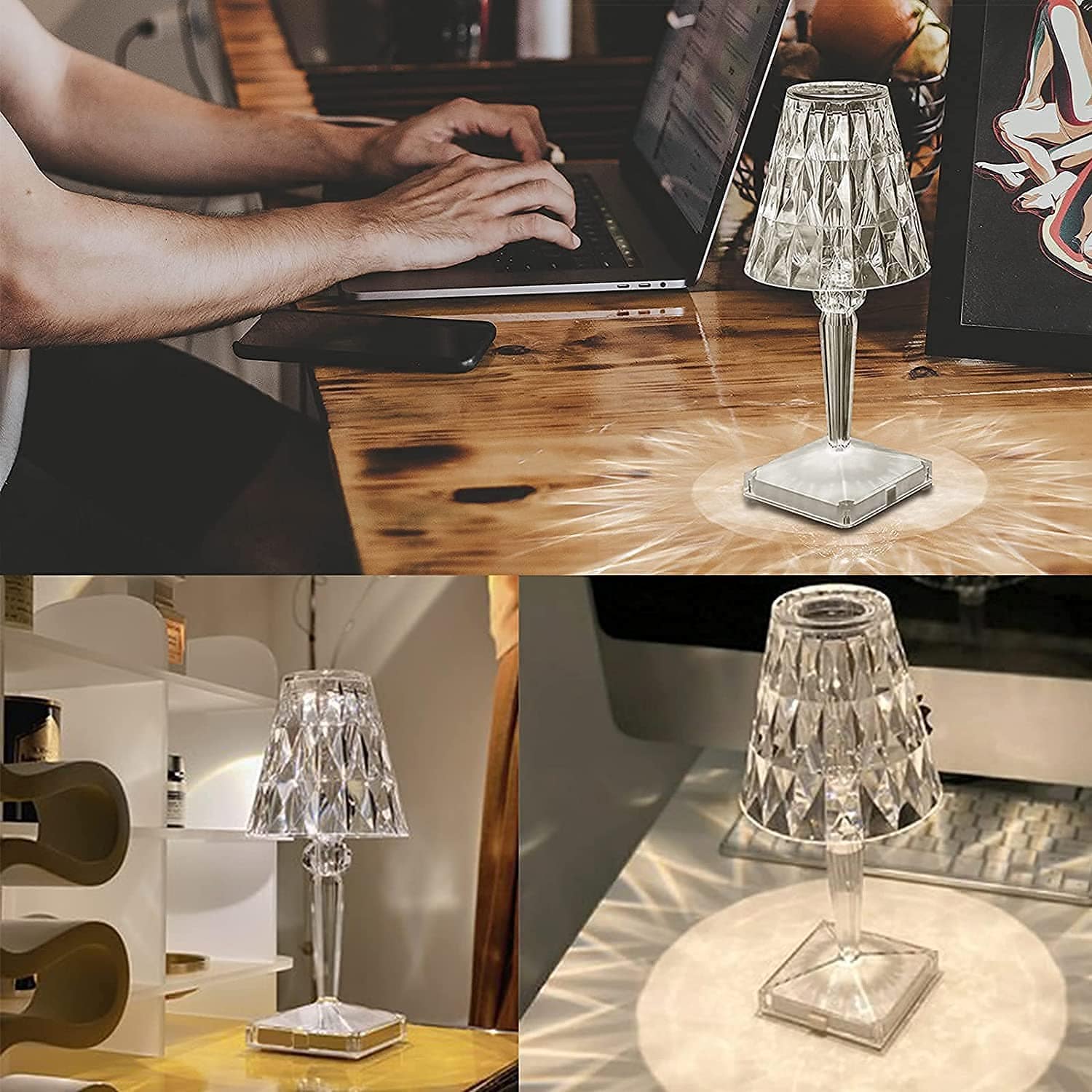 VierraSol | Lámpara de Mesa LED de Cristal | Diseño Elegante de Diamante