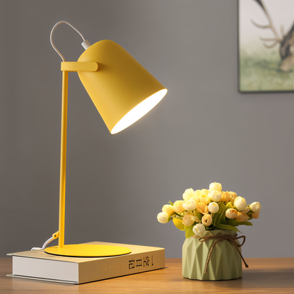 VierraSol | Lámpara de Mesa Macaron - Lámpara de Escritorio Amarillo Nórdico - Lámpara Ajustable