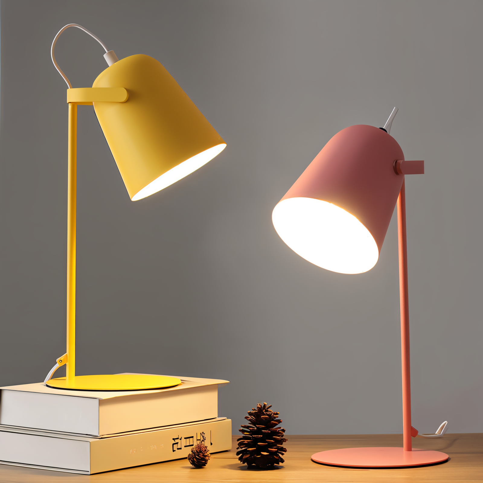 VierraSol | Lámpara de Mesa Macaron - Lámpara de Escritorio Amarillo Nórdico - Lámpara Ajustable