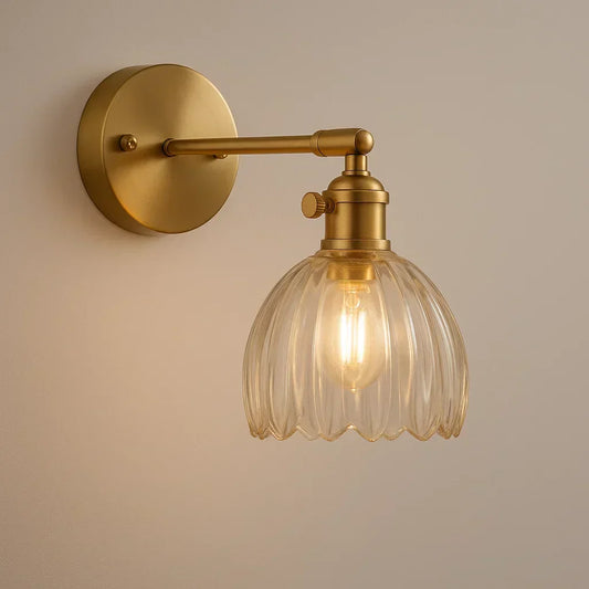 VierraSol | Lámpara de Pared Retro con Pantalla de Vidrio en Forma de Tulipán | Estilo Vintage