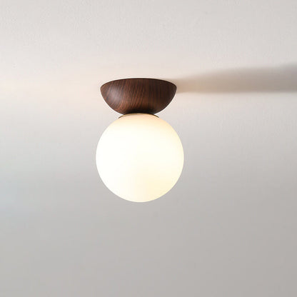 VierraSol | Lámpara de Techo con Globo de Vidrio | Diseño de Grano de Madera