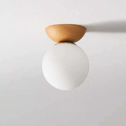 VierraSol | Lámpara de Techo con Globo de Vidrio | Diseño de Grano de Madera