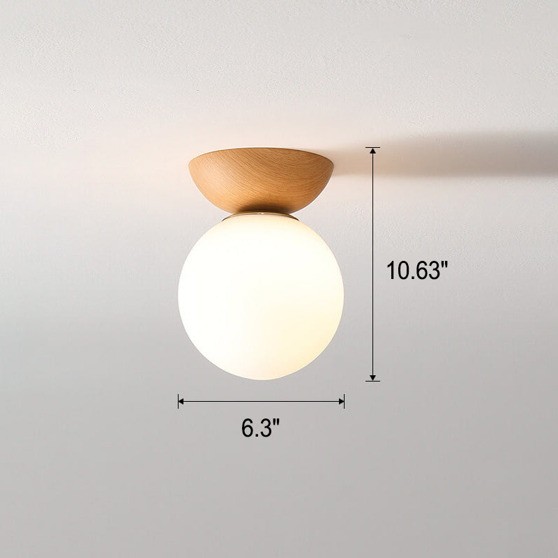 VierraSol | Lámpara de Techo con Globo de Vidrio | Diseño de Grano de Madera