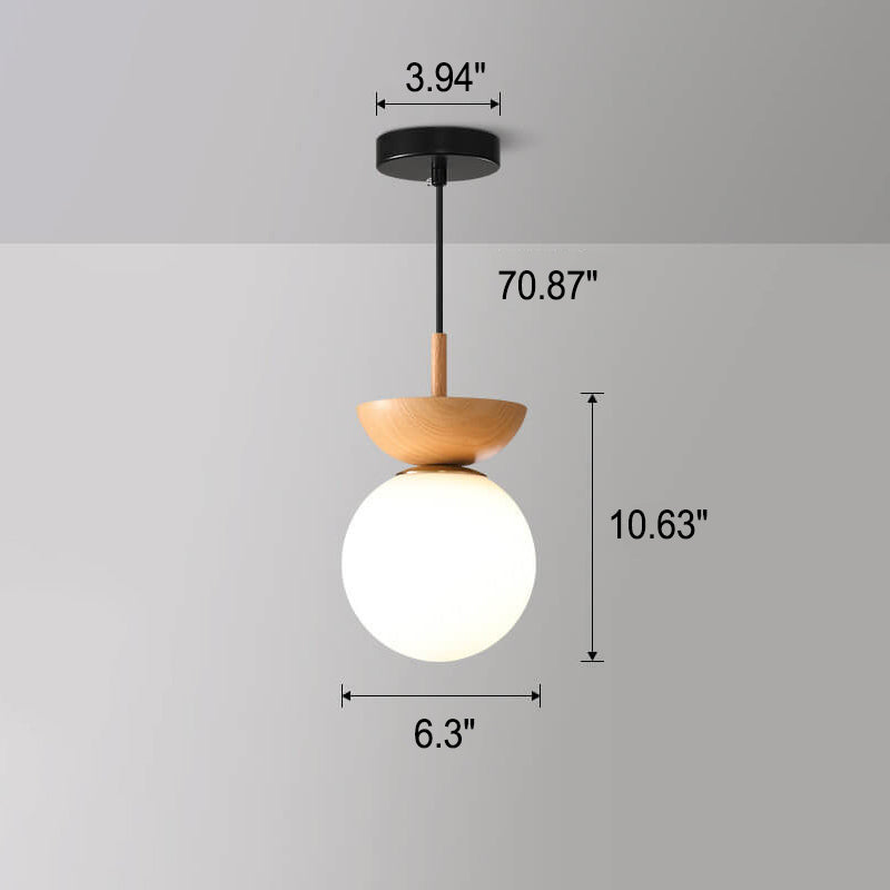 VierraSol | Lámpara de Techo con Globo de Vidrio | Diseño de Grano de Madera