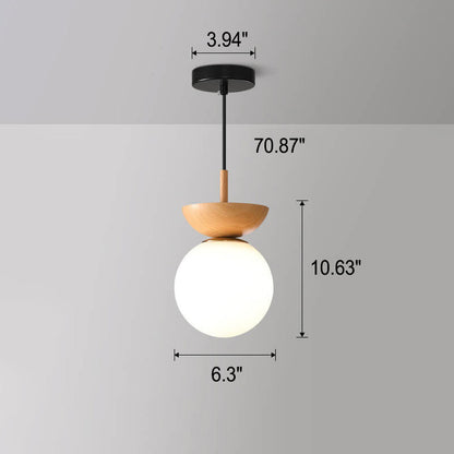 VierraSol | Lámpara de Techo con Globo de Vidrio | Diseño de Grano de Madera