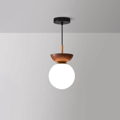 VierraSol | Lámpara de Techo con Globo de Vidrio | Diseño de Grano de Madera
