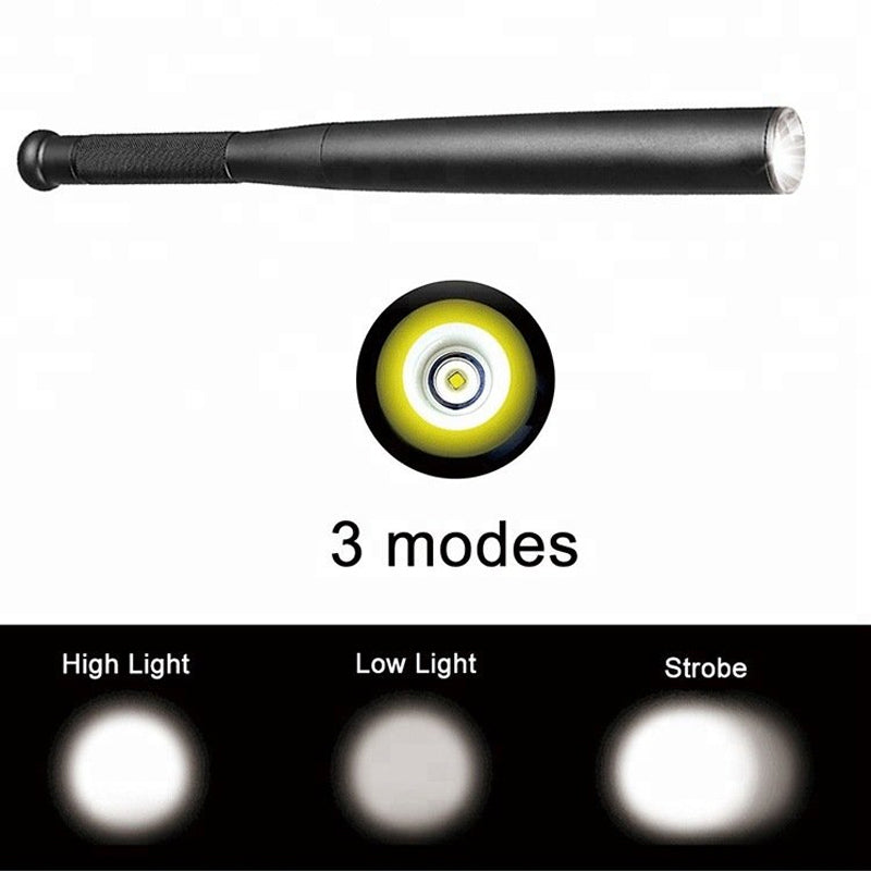 VierraSol | Linterna LED en forma de bate de béisbol | Aleación de aluminio, 3 modos de iluminación | Uso de emergencia y utilidad
