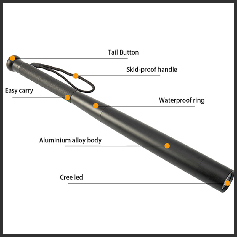 VierraSol | Linterna LED en forma de bate de béisbol | Aleación de aluminio, 3 modos de iluminación | Uso de emergencia y utilidad