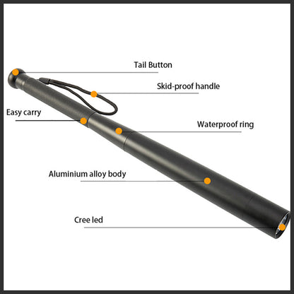 VierraSol | Linterna LED en forma de bate de béisbol | Aleación de aluminio, 3 modos de iluminación | Uso de emergencia y utilidad
