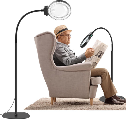 VierraSol | Lupa de Lado Completo con Luz LED – Ayuda de Lectura Manos Libres para Libros, Manualidades y Pasatiempos