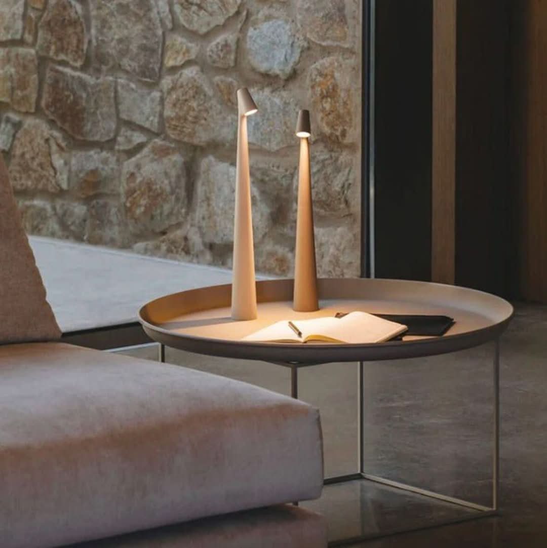 VierraSol | Luz de ambiente minimalista nórdica | Inalámbrica | LED | Lámpara de lectura | Lámpara de mesa