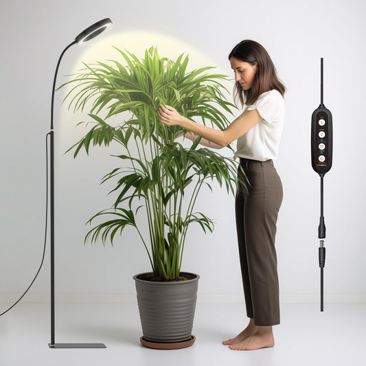 VierraSol | Luz de Crecimiento Glowrium para Plantas de Interior, Luz de Crecimiento LED de 20W con Temporizador Automático, Luz de Crecimiento para Plantas de Altura Ajustable de Espectro Completo, 3 Modos de Luz, Regulable en 6 Niveles (Negro)