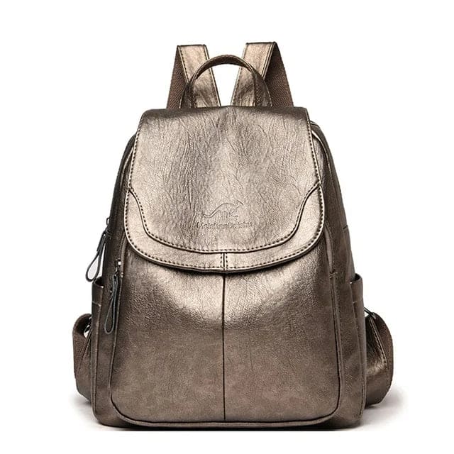 VierraSol | Mochila de Cuero Estructurada para Mujeres con Tapa Superior