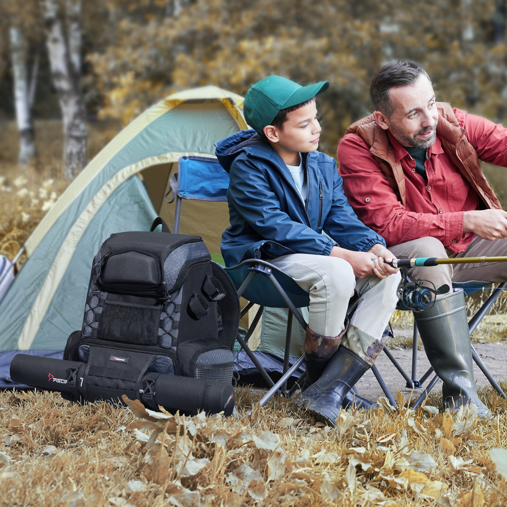 VierraSol | Mochila de Pesca con Soportes para Cañas y Cajas de Accesorios