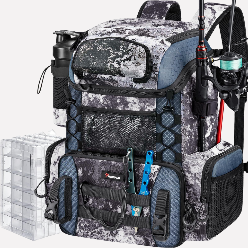 VierraSol | Mochila de Pesca con Soportes para Cañas y Cajas de Accesorios