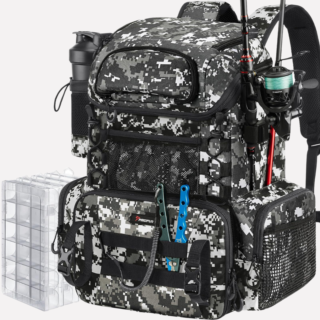 VierraSol | Mochila de Pesca con Soportes para Cañas y Cajas de Accesorios