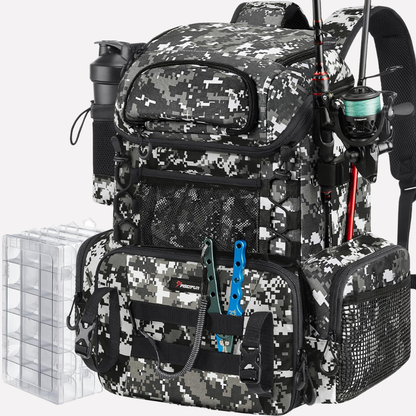 VierraSol | Mochila de Pesca con Soportes para Cañas y Cajas de Accesorios
