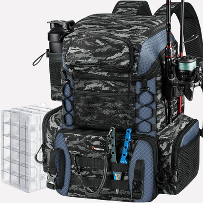 VierraSol | Mochila de Pesca con Soportes para Cañas y Cajas de Accesorios