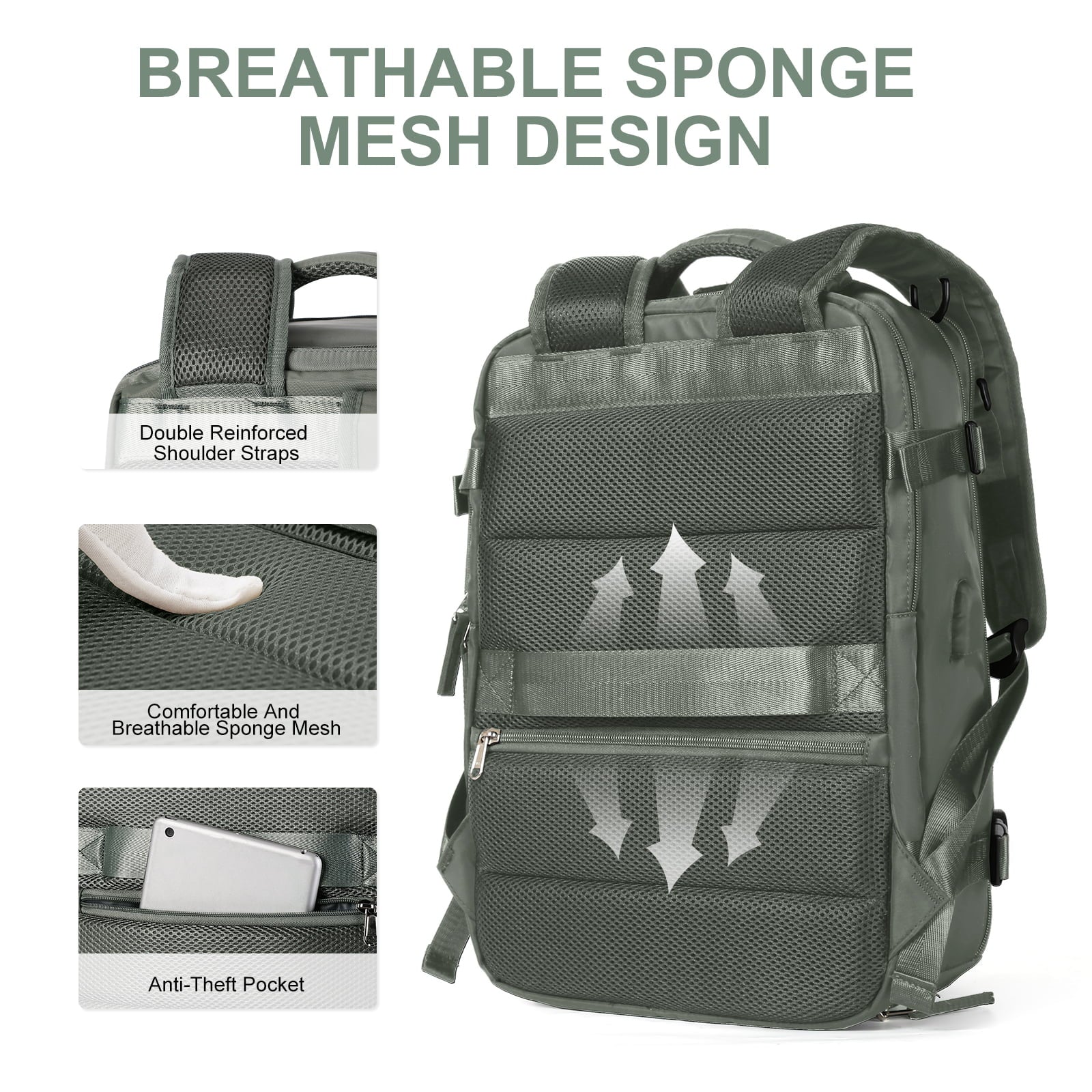 VierraSol | Mochila de Viaje Grande para Mujeres – Mochila de Senderismo Impermeable | Antirrobo