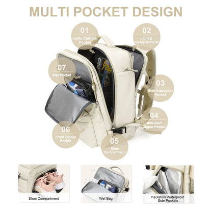 VierraSol | Mochila de Viaje Impermeable para Mujeres