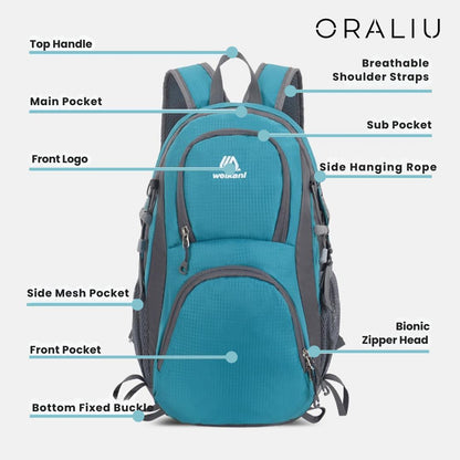 VierraSol | Mochila Exterior Impermeable Ultraligera – Mochila Ligera para Senderismo, Camping y Viajes