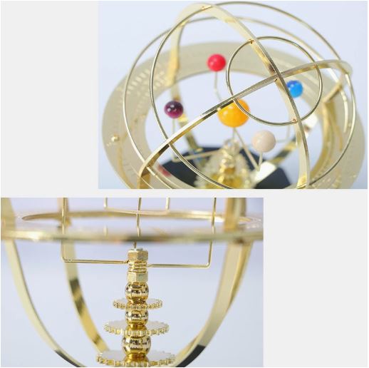 VierraSol | Modelo de Gran Orrery Réplica Mecánica de Bronce del Sistema Solar Hecha a Mano (5 Planetas)