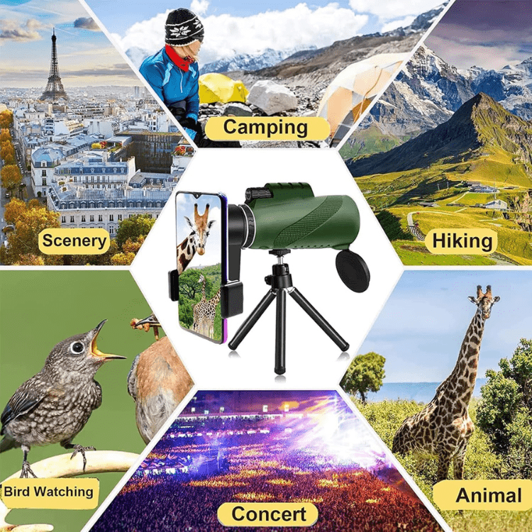 VierraSol | Monocular Compacto 600x Ultra-Zoom | Lente HD, Ligero y Perfecto para Senderismo, Observación de Aves y Eventos Deportivos