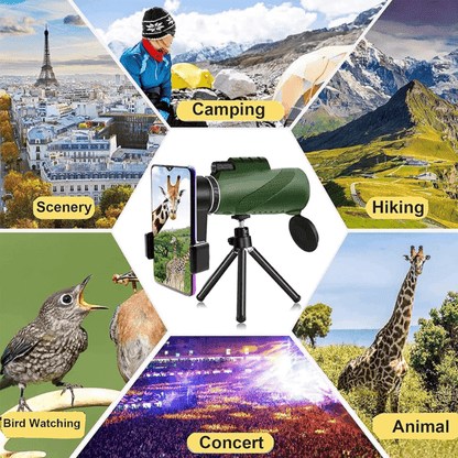 VierraSol | Monocular Compacto 600x Ultra-Zoom | Lente HD, Ligero y Perfecto para Senderismo, Observación de Aves y Eventos Deportivos