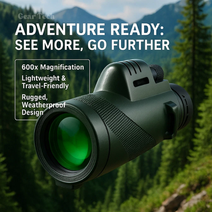 VierraSol | Monocular Compacto 600x Ultra-Zoom | Lente HD, Ligero y Perfecto para Senderismo, Observación de Aves y Eventos Deportivos