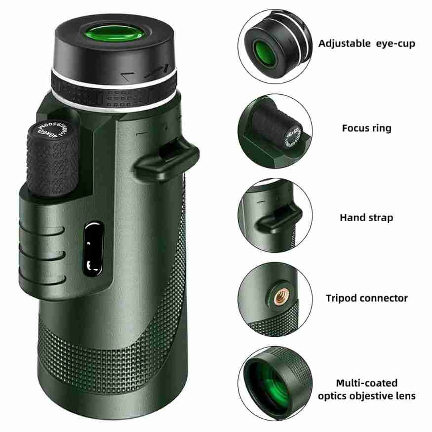 VierraSol | Monocular Compacto 600x Ultra-Zoom | Lente HD, Ligero y Perfecto para Senderismo, Observación de Aves y Eventos Deportivos