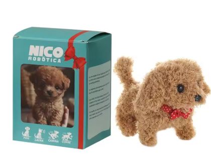 VierraSol | Nicoo Perro Robot Interactivo | Camina, Ladra, Mueve la Cola | Juguete de Peluche a Batería